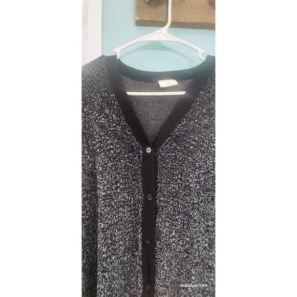 ! Soma ombre long button front cardigan size M black silver Metallic - Picture 2 of 7